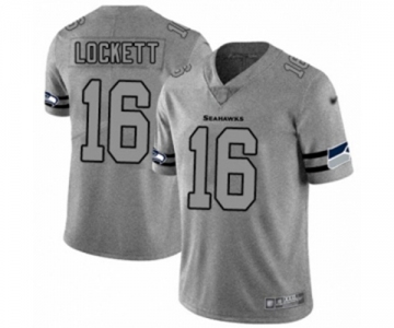 Men's Seattle Seahawks #16 Tyler Lockett Limited Gray Team Logo Gridiron Football Jersey