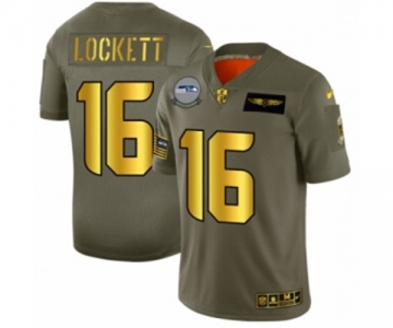 Men's Seattle Seahawks #16 Tyler Lockett Limited Olive Gold 2019 Salute to Service Football Jersey