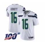 Men's Seattle Seahawks #16 Tyler Lockett White Vapor Untouchable Limited Player 100th Season Football Jersey