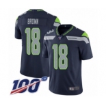 Men's Seattle Seahawks #18 Jaron Brown Navy Blue Team Color Vapor Untouchable Limited Player 100th Season Football Jersey