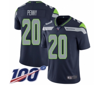 Men's Seattle Seahawks #20 Rashaad Penny Navy Blue Team Color Vapor Untouchable Limited Player 100th Season Football Jersey