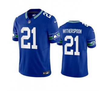 Men's Seattle Seahawks #21 Devon Witherspoon Royal 2023 F.U.S.E. Throwback Vapor Limited Stitched Football Jersey