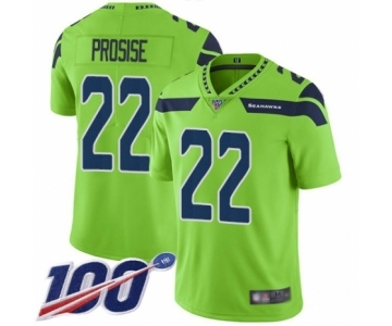 Men's Seattle Seahawks #22 C. J. Prosise Limited Green Rush Vapor Untouchable 100th Season Football Jersey