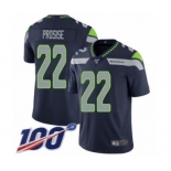 Men's Seattle Seahawks #22 C. J. Prosise Navy Blue Team Color Vapor Untouchable Limited Player 100th Season Football Jersey