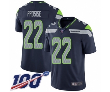 Men's Seattle Seahawks #22 C. J. Prosise Navy Blue Team Color Vapor Untouchable Limited Player 100th Season Football Jersey