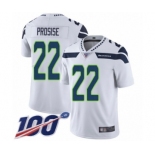 Men's Seattle Seahawks #22 C. J. Prosise White Vapor Untouchable Limited Player 100th Season Football Jersey