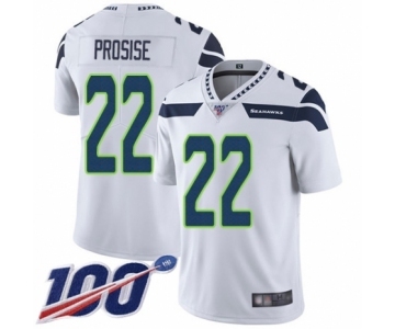 Men's Seattle Seahawks #22 C. J. Prosise White Vapor Untouchable Limited Player 100th Season Football Jersey