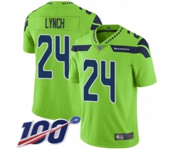 Men's Seattle Seahawks #24 Marshawn Lynch Limited Green Rush Vapor Untouchable 100th Season Football Jersey