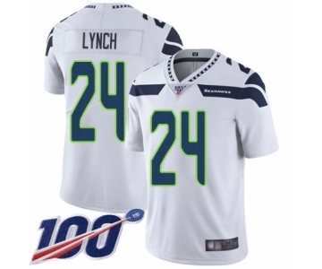 Men's Seattle Seahawks #24 Marshawn Lynch White Vapor Untouchable Limited Player 100th Season Football Jersey