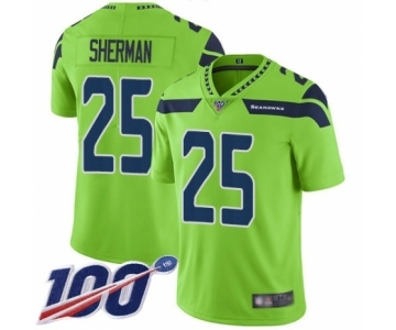 Men's Seattle Seahawks #25 Richard Sherman Limited Green Rush Vapor Untouchable 100th Season Football Jersey