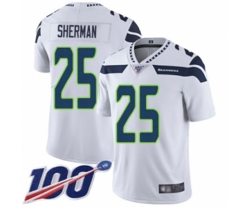 Men's Seattle Seahawks #25 Richard Sherman White Vapor Untouchable Limited Player 100th Season Football Jersey