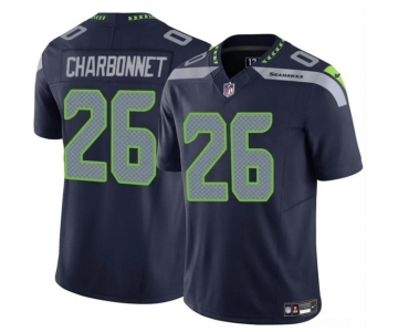 Men's Seattle Seahawks #26 Zach Charbonnet Navy 2024 F.U.S.E Vapor Limited Stitched Football Jersey