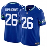 Men's Seattle Seahawks #26 Zach Charbonnet Royal 2024 F.U.S.E Throwback Vapor Limited Stitched Football Jersey