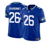 Men's Seattle Seahawks #26 Zach Charbonnet Royal 2024 F.U.S.E Throwback Vapor Limited Stitched Football Jersey