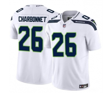 Men's Seattle Seahawks #26 Zach Charbonnet White 2024 F.U.S.E Vapor Limited Stitched Football Jersey