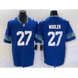 Men's Seattle Seahawks #27 Tariq Woolen Blue 2023 FUSE Vapor Limited Throwback Stitched Jersey