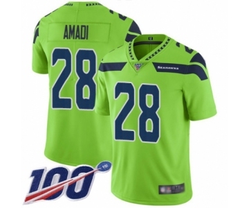 Men's Seattle Seahawks #28 Ugo Amadi Limited Green Rush Vapor Untouchable 100th Season Football Jersey