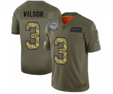 Men's Seattle Seahawks #3 Russell Wilson 2019 Olive Camo Salute to Service Limited Jersey