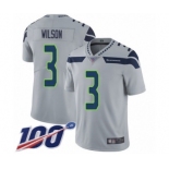 Men's Seattle Seahawks #3 Russell Wilson Grey Alternate Vapor Untouchable Limited Player 100th Season Football Jersey