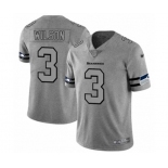 Men's Seattle Seahawks #3 Russell Wilson Limited Gray Team Logo Gridiron Football Jersey