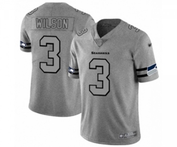 Men's Seattle Seahawks #3 Russell Wilson Limited Gray Team Logo Gridiron Football Jersey