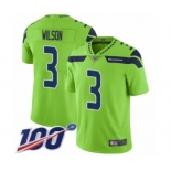 Men's Seattle Seahawks #3 Russell Wilson Limited Green Rush Vapor Untouchable 100th Season Football Jersey