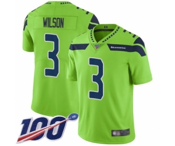 Men's Seattle Seahawks #3 Russell Wilson Limited Green Rush Vapor Untouchable 100th Season Football Jersey