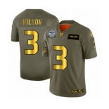 Men's Seattle Seahawks #3 Russell Wilson Limited Olive Gold 2019 Salute to Service Football Jersey