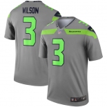 Men's Seattle Seahawks #3 Russell Wilson Limited Silver Inverted Legend Football Jersey