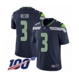 Men's Seattle Seahawks #3 Russell Wilson Navy Blue Team Color Vapor Untouchable Limited Player 100th Season Football Jersey