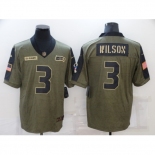 Men's Seattle Seahawks #3 Russell Wilson Nike Olive 2021 Salute To Service Limited Player Jersey