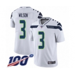 Men's Seattle Seahawks #3 Russell Wilson White Vapor Untouchable Limited Player 100th Season Football Jersey