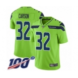 Men's Seattle Seahawks #32 Chris Carson Limited Green Rush Vapor Untouchable 100th Season Football Jersey