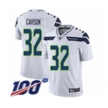 Men's Seattle Seahawks #32 Chris Carson White Vapor Untouchable Limited Player 100th Season Football Jersey