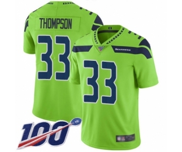 Men's Seattle Seahawks #33 Tedric Thompson Limited Green Rush Vapor Untouchable 100th Season Football Jersey