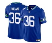 Men's Seattle Seahawks #36 George Holani Royal 2024 F.U.S.E Throwback Vapor Limited Football Stitched Jersey