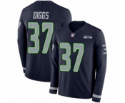 Men's Seattle Seahawks #37 Quandre Diggs Limited Navy Blue Therma Long Sleeve Football Jersey