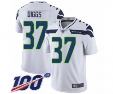 Men's Seattle Seahawks #37 Quandre Diggs White Vapor Untouchable Limited Player 100th Season Football Jersey