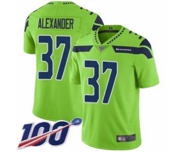 Men's Seattle Seahawks #37 Shaun Alexander Limited Green Rush Vapor Untouchable 100th Season Football Jersey