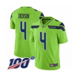 Men's Seattle Seahawks #4 Michael Dickson Limited Green Rush Vapor Untouchable 100th Season Football Jersey