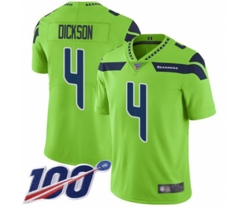 Men's Seattle Seahawks #4 Michael Dickson Limited Green Rush Vapor Untouchable 100th Season Football Jersey