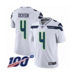 Men's Seattle Seahawks #4 Michael Dickson White Vapor Untouchable Limited Player 100th Season Football Jersey