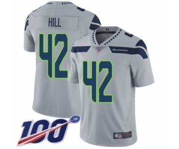 Men's Seattle Seahawks #42 Delano Hill Grey Alternate Vapor Untouchable Limited Player 100th Season Football Jersey