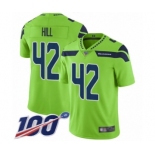 Men's Seattle Seahawks #42 Delano Hill Limited Green Rush Vapor Untouchable 100th Season Football Jersey