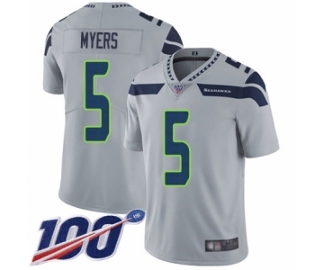 Men's Seattle Seahawks #5 Jason Myers Grey Alternate Vapor Untouchable Limited Player 100th Season Football Jersey