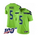 Men's Seattle Seahawks #5 Jason Myers Limited Green Rush Vapor Untouchable 100th Season Football Jersey