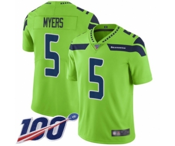 Men's Seattle Seahawks #5 Jason Myers Limited Green Rush Vapor Untouchable 100th Season Football Jersey