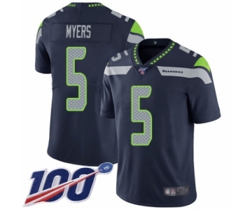 Men's Seattle Seahawks #5 Jason Myers Navy Blue Team Color Vapor Untouchable Limited Player 100th Season Football Jersey