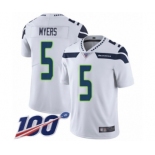 Men's Seattle Seahawks #5 Jason Myers White Vapor Untouchable Limited Player 100th Season Football Jersey