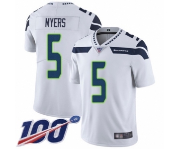 Men's Seattle Seahawks #5 Jason Myers White Vapor Untouchable Limited Player 100th Season Football Jersey